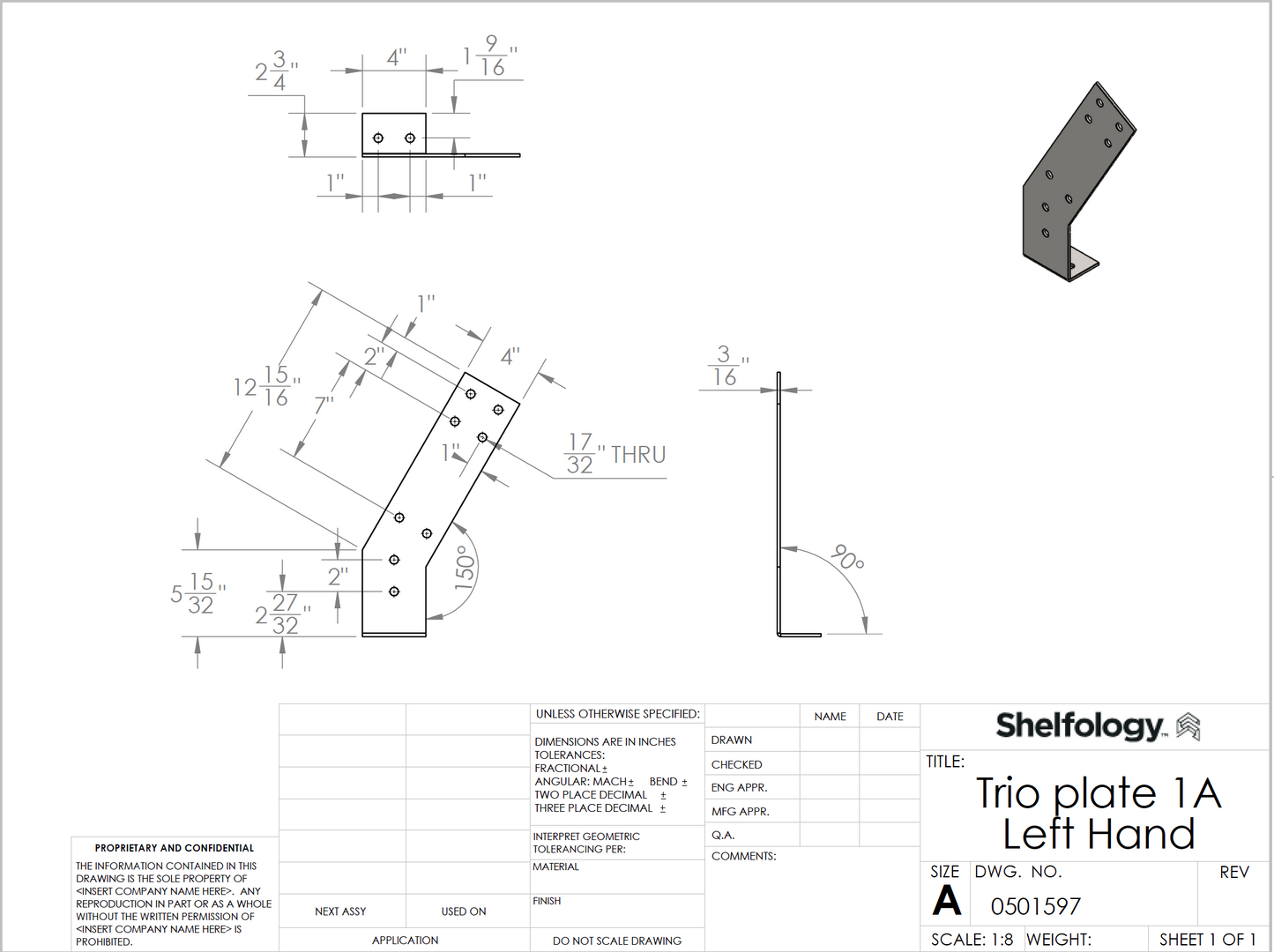0501597 AVRAME Steel Trio Plate 1-A Left Hand