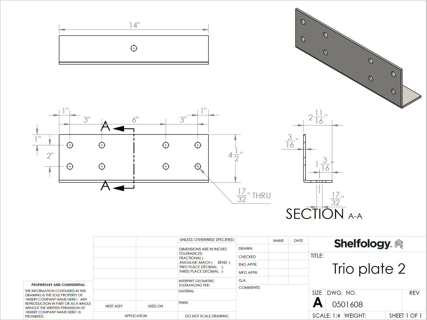 0501608 AVRAME Steel Trio Plate 2 Center Joist